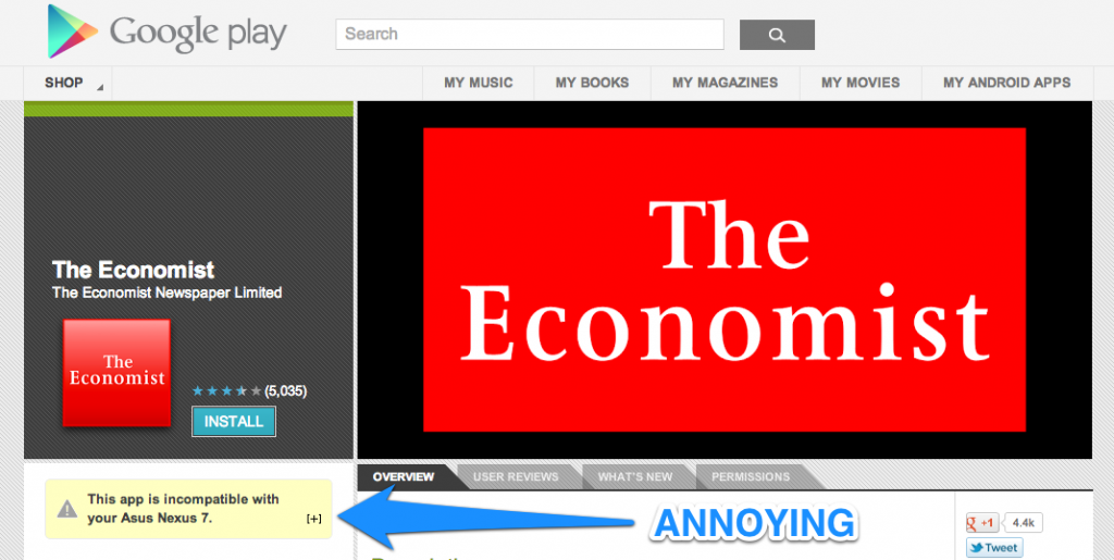 The Economist - not available on the Nexus 7