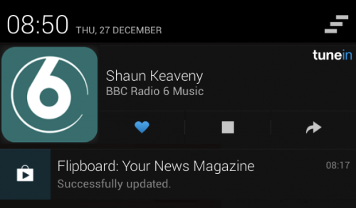 Ability to control TuneIn Radio from the notification screen