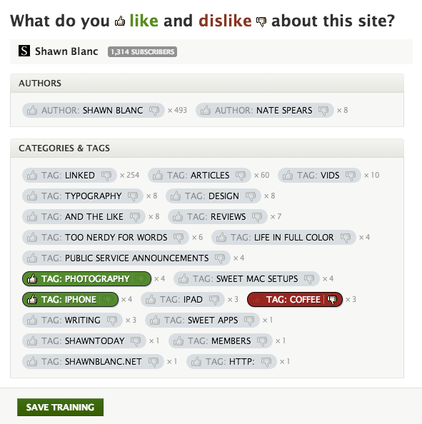 Train feeds to focus on only certain content
