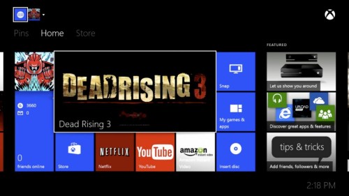 The Xbox One's home screen