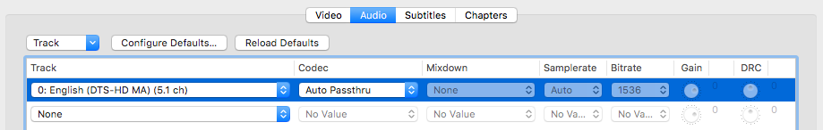 HandBrake audio