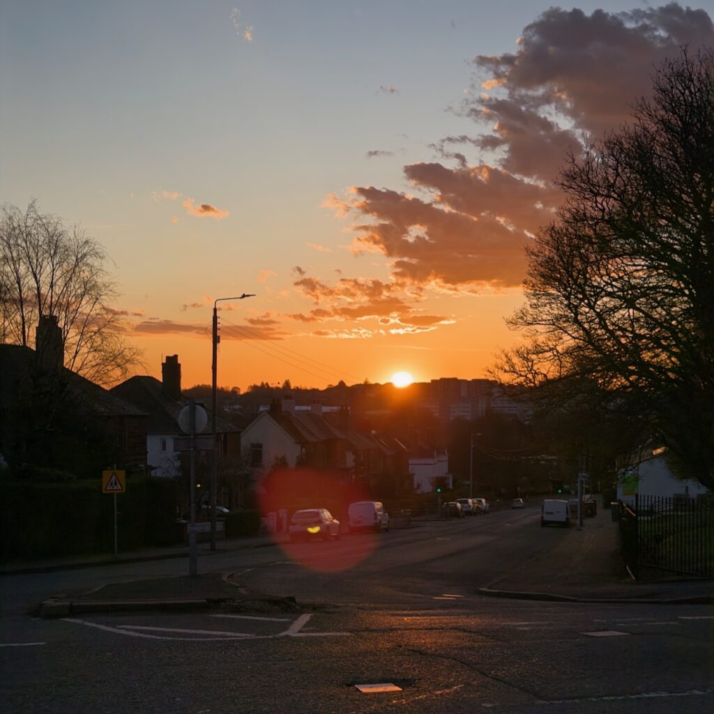 Sunrise over Kelvindale in Glasgow